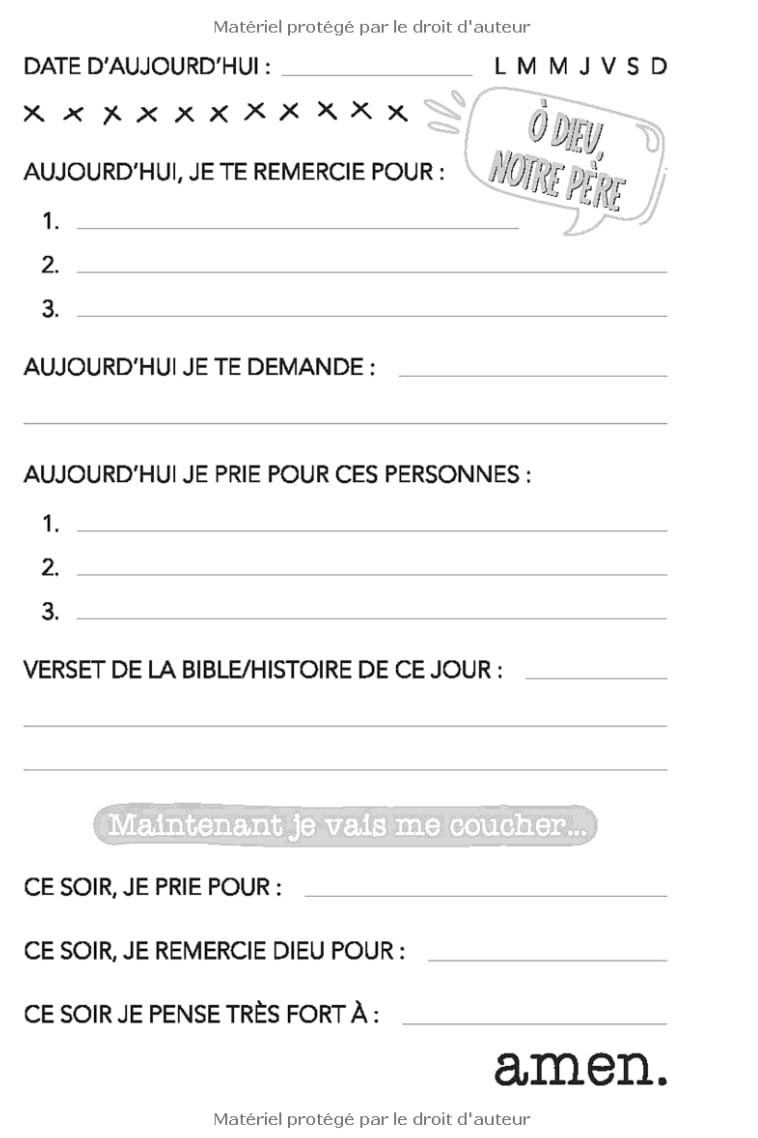 Carnet de prières pour enfants  - 108 pages 15x22cm