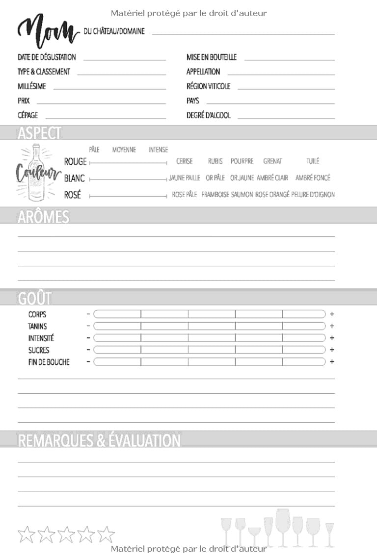 Carnet de dégustation de vins - 108 pages 15x22cm