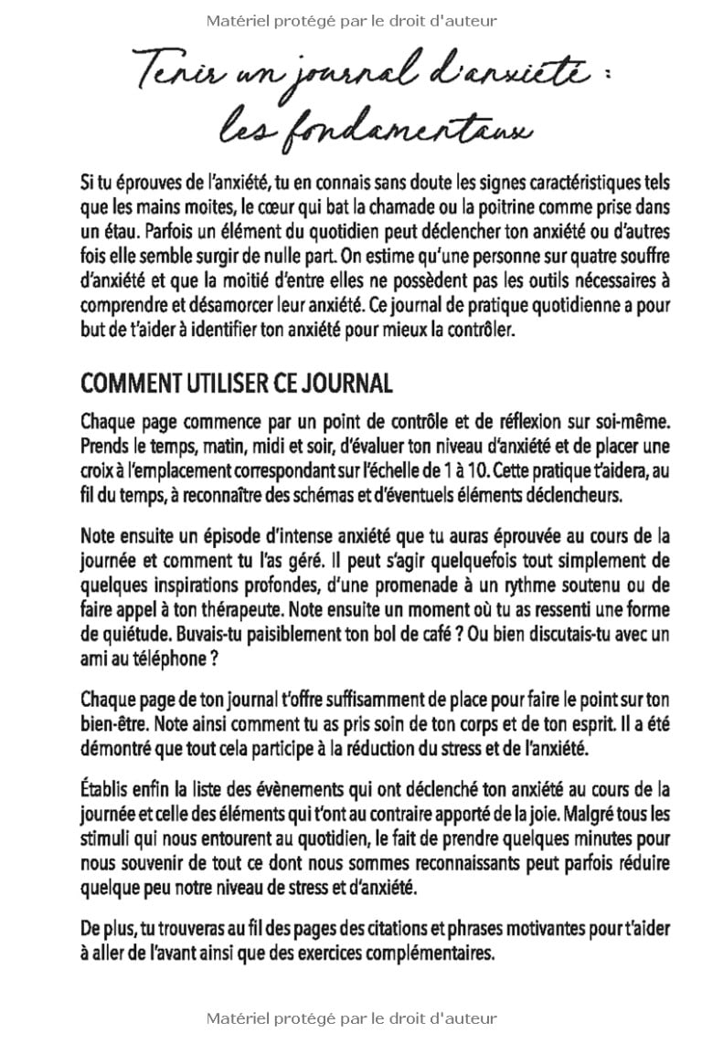 Journal pour mieux gérer l'anxiété - 108 pages 15x22cm