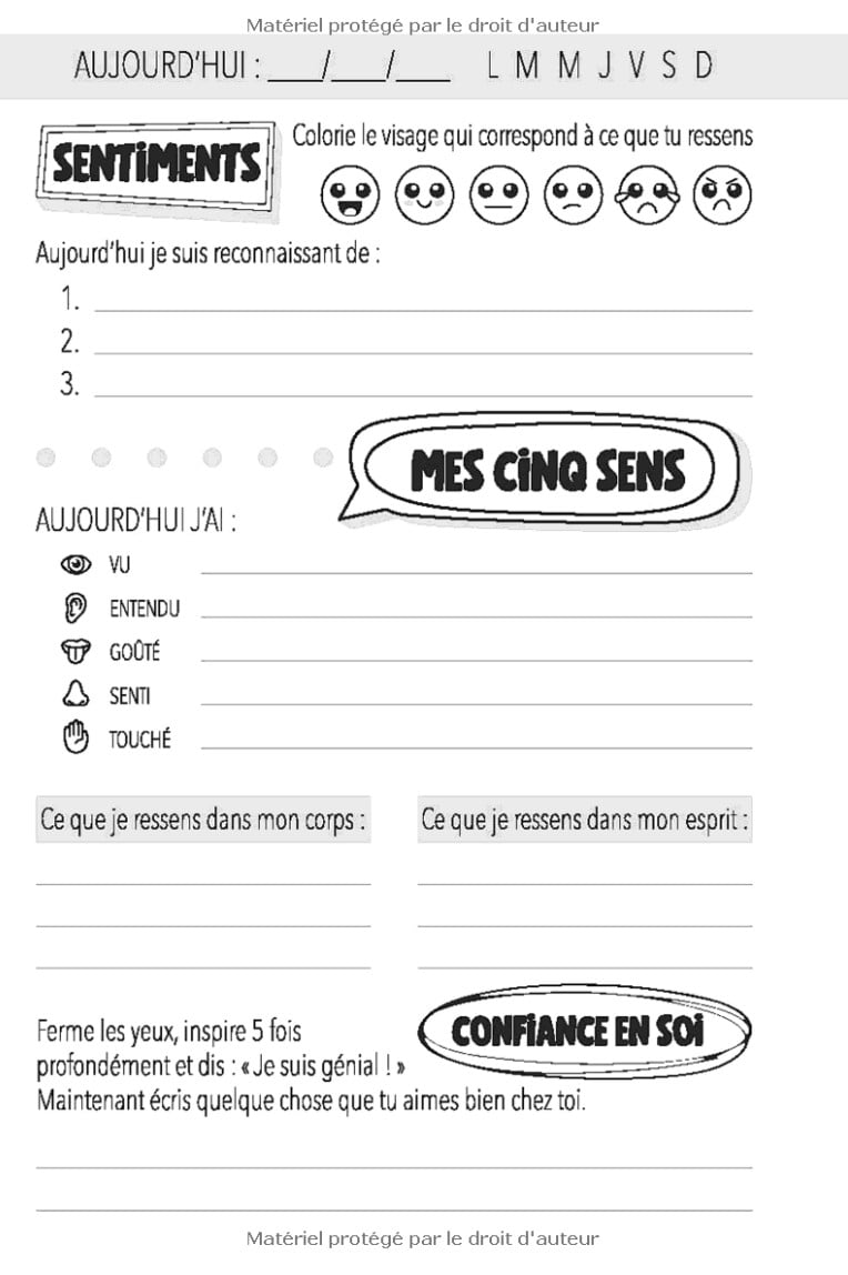 Pleine conscience pour les enfants : Un journal pour les 6-12 ans pour apprendre à être détendu et heureux - 108 pages 15x22Cm