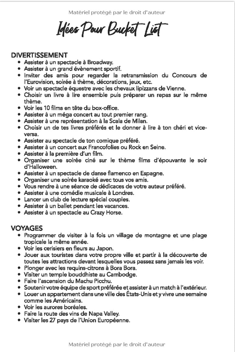 Nos nouvelles expériences ensemble - Journal pour couples Checklist style bucket à remplir avec la liste de mes envies  - 108 pages 15x22cm