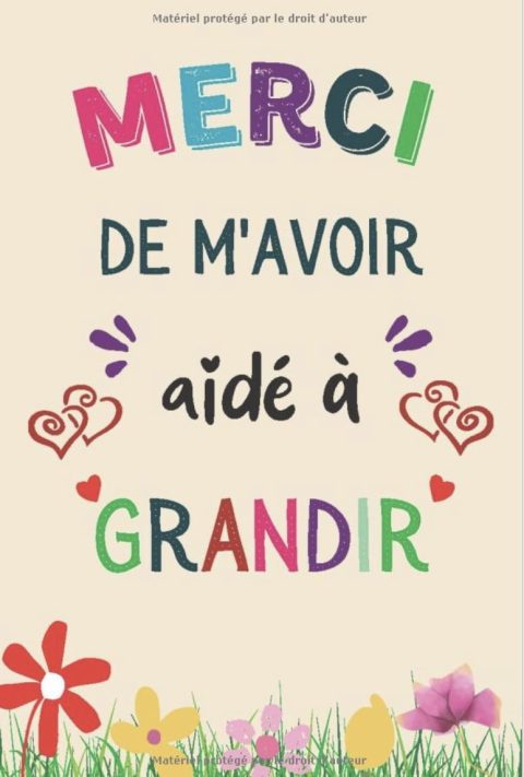 Merci De M'avoir Aidé à Grandir Carnet de notes A5 Parfait pour prendre des notes, To Do List , Un Carnet d'école / collège , Cadeau maitresse d'école , Maitre ou Atsem - 100 pages 15 x 22 cm