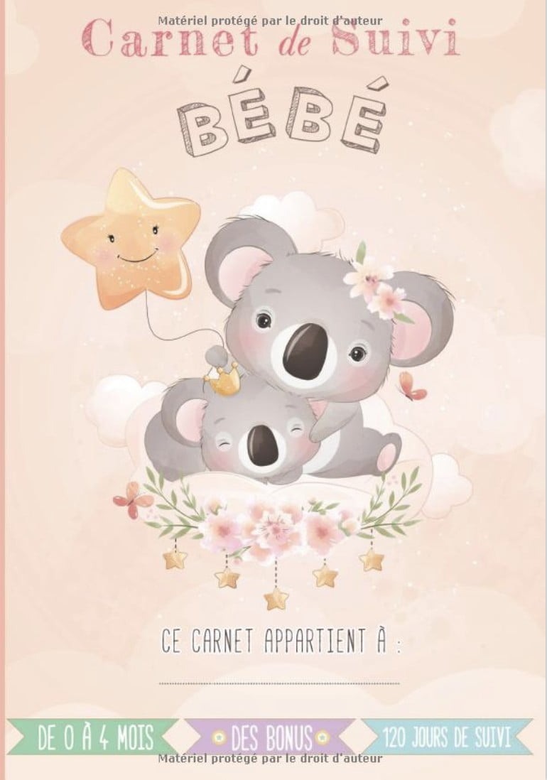 Carnet de suivi bébé Cahier tout en un à compléter  journal de bord quotidien 1er âge + suivi de santé – Cadeau idéal pour futur parent – 128 Pages 18x25cm