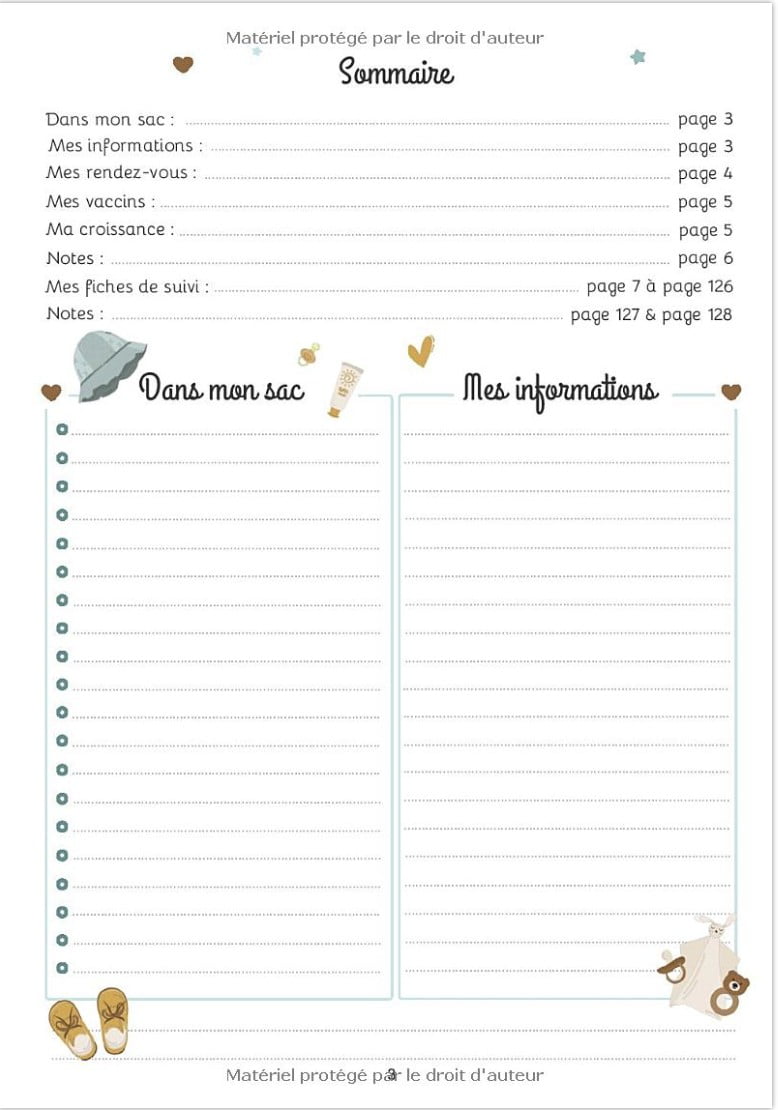 Carnet de suivi bébé Cahier tout en un à compléter  journal de bord quotidien 1er âge + suivi de santé – Cadeau idéal pour futur parent – 128 Pages 18x25cm