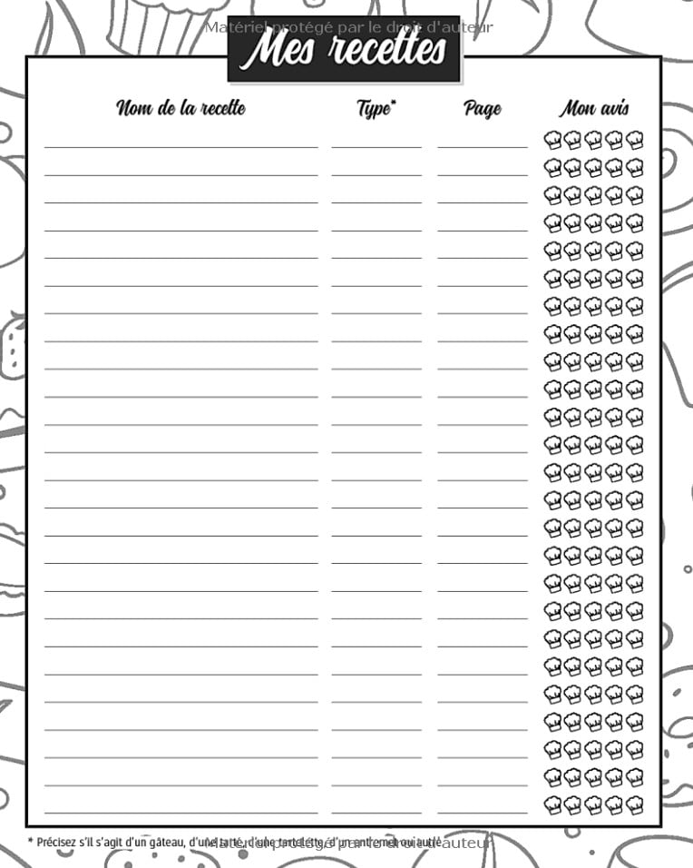 Cahier de Recettes à Remplir Spécial Pâtisserie Conservez Tous Vos Secrets au Même Endroit - 107 pages 20x25cm