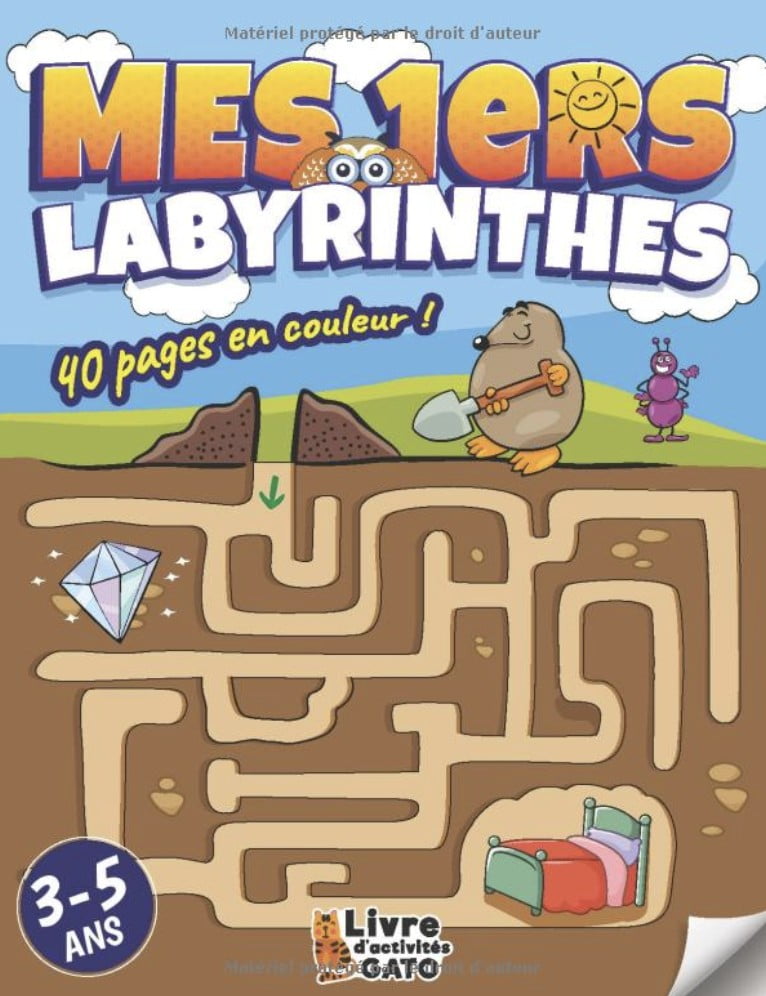 Labyrinthe enfants 3-5 ans Livre en couleur | Des Labyrinthes d'animaux divertissants | Un livre enfant +3 ans éducatif pour les touts petit - 40 pages format A4