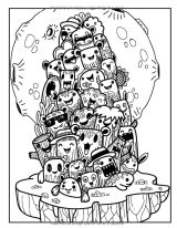 Doodle Coloriage Zen Livre de Coloriage Doodle art Kawaii, Coloriage Graffiti et Gribouillages de petits monstres et animaux, Coloriage feutre - 100 pages A4