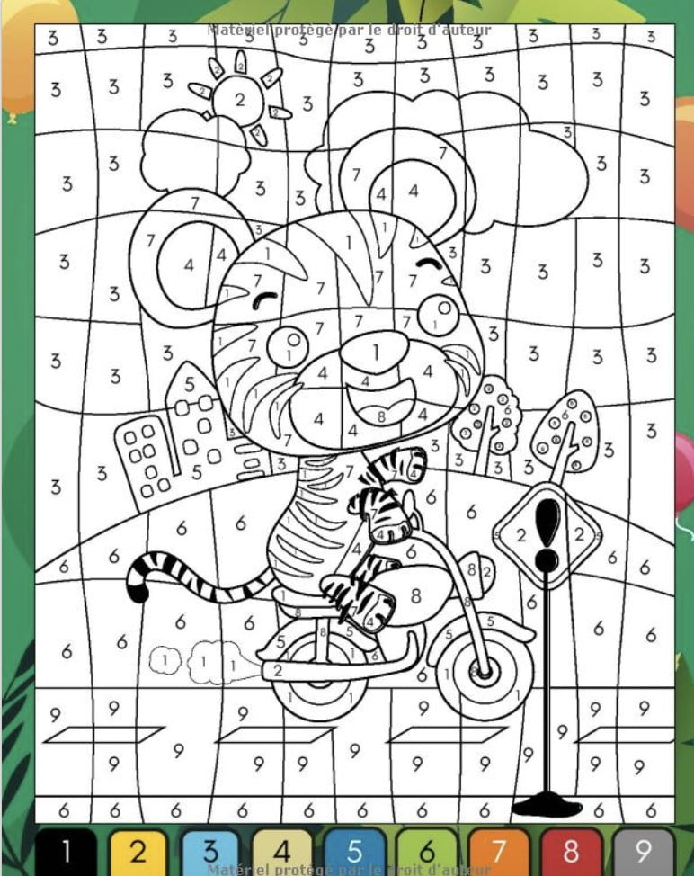 Coloriage par numéro enfants 4-8 ans Colorie des animaux mignons, des animaux sauvages de la foret, des animaux marins, Animaux du zoo et animaux de la ferme en suivant le code couleur - 34 pages A4