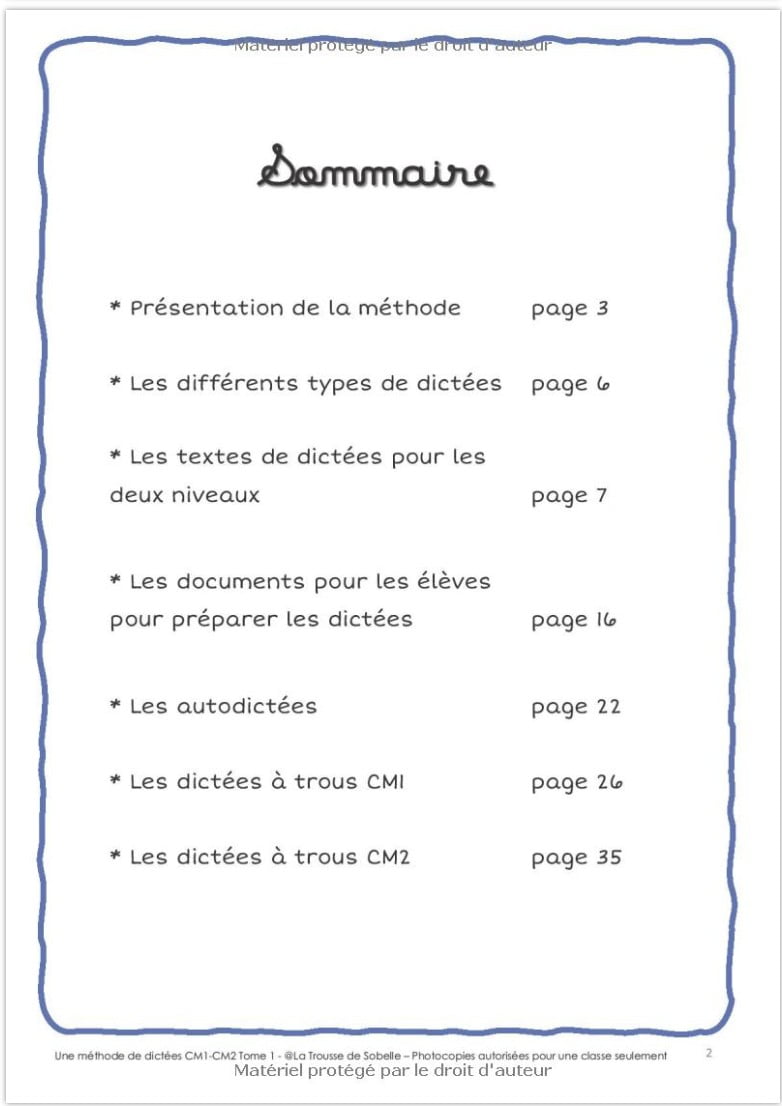 Méthode de dictées, spéciale double niveau CM1-CM2 TOME 1 - 46 pages A4