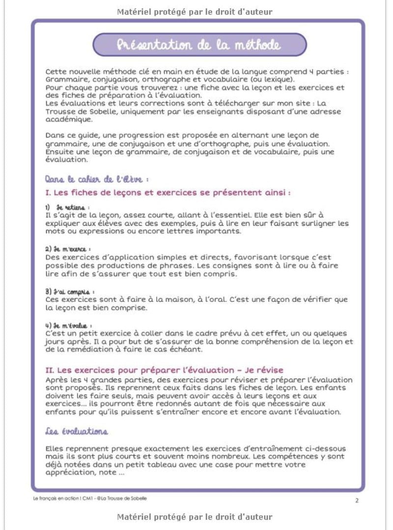 Le français en action ! Guide pédagogique CM1 - 49 pages Format A4