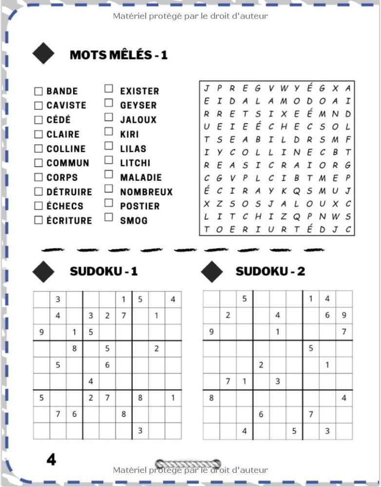 Livre Multijeux pour adultes et séniors Cahier d'activité avec plus de 185 jeux de logique et de mémoire - Mots mêlés - Sudoku - Labyrinthes - 123 pages A4