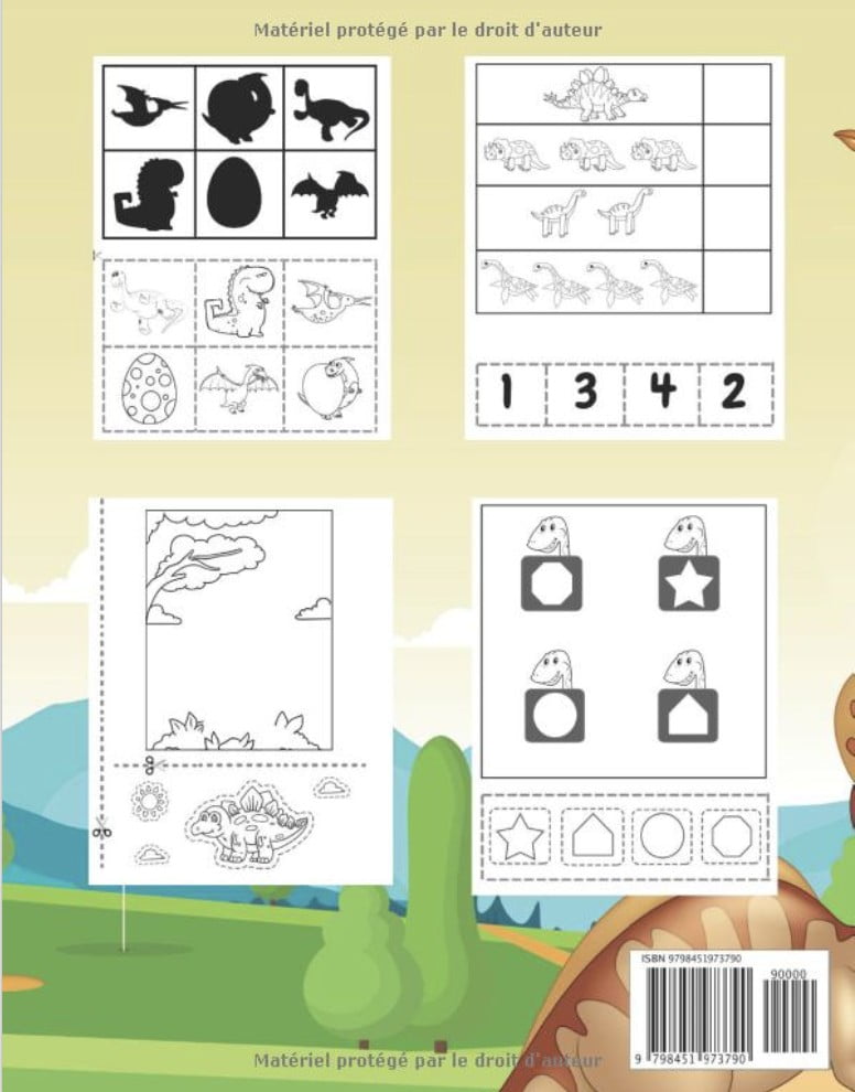 Coloriage, Découpage Et Collage Dinosaure Apprendre À Découper Et Collage Pour Enfants Activités De Dinosaure - 58 pages Format A4