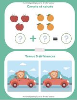 Cahier d'activités Maternelle Grande Section et CP GS 5-6 ans 100 Activités et Jeux en Couleurs  écriture cursive, calcul additions soustractions, dessins, points à relier, labyrinthes - 72 pages Format A4