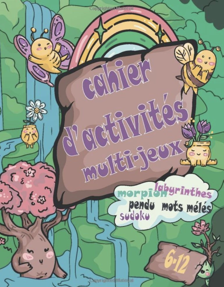 Cahier d'activités multi-jeux divers jeux (mots mêlés,pendu,morpion,sudoku ..) apprendre en s'amusant pour enfant - 83 pages A4