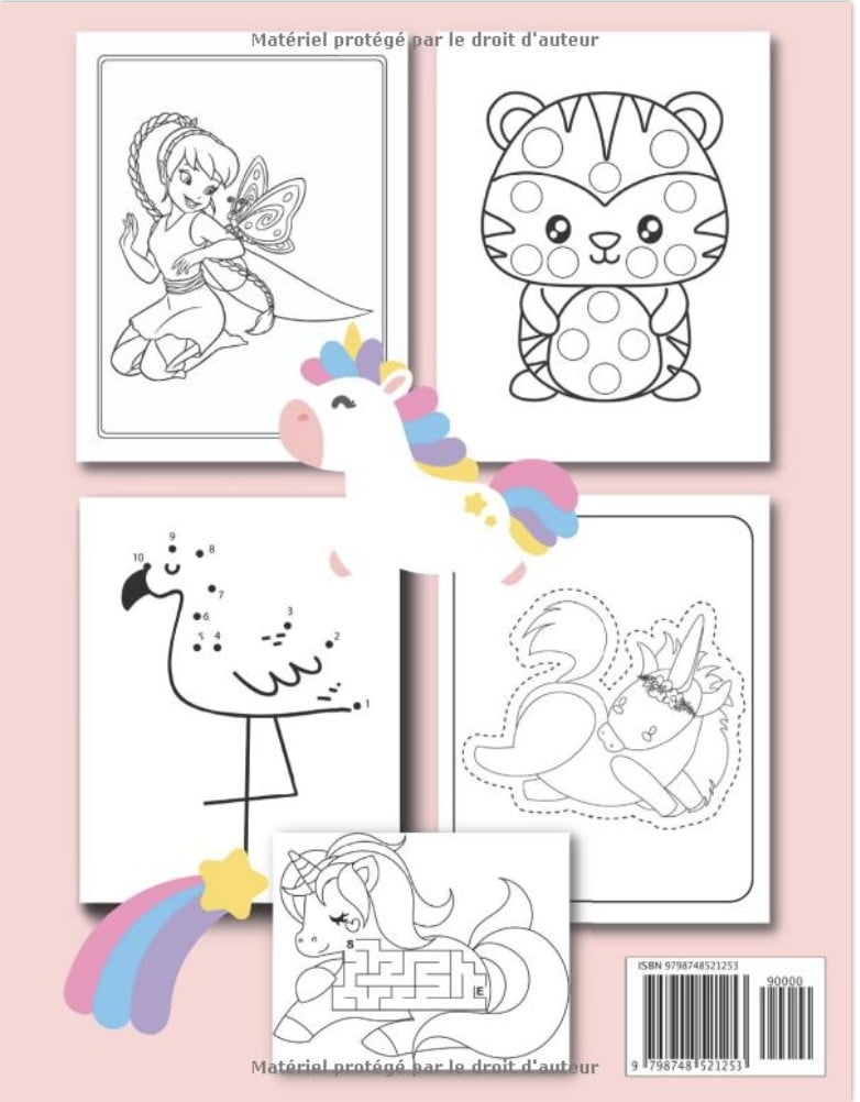Méga livre de jeux fille XXL - Cahier d'activités +150 pages de jeux - Maternelle 3-5 ans Cahier de voyage enfants - Livre de Coloriage, Labyrinthe - 189 pages A4