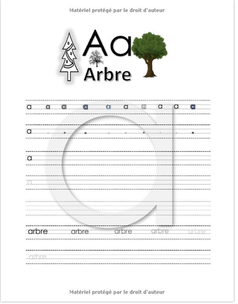Cahier de calligraphie. Cahier d'écriture pour enfants de 6 ans et plus, l'alphabet de A à Z, écriture scripte et cursive, images illustratives et textes infomatifs et instructifs. - 107 pages A4