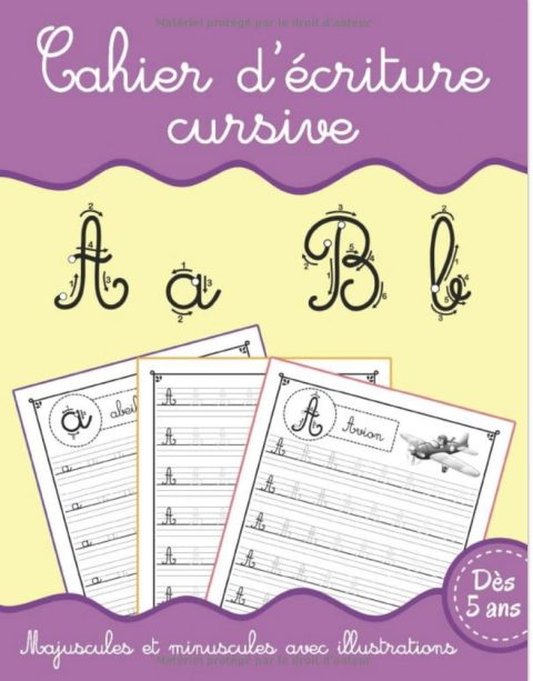 Cahier d’écriture cursive Apprendre à écrire les lettres de l'alphabet majuscules et minuscules en attaché | Cahier d’écriture CP | Livre d'exercice - 105 pages Format A4