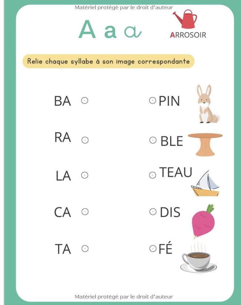 Cahier de lecture - Méthode Syllabique - Grande Section et CP Apprendre à lire avec des jeux et exercices simples et ludiques pour enfant en Maternelle GS et CP - 72 pages Format A4