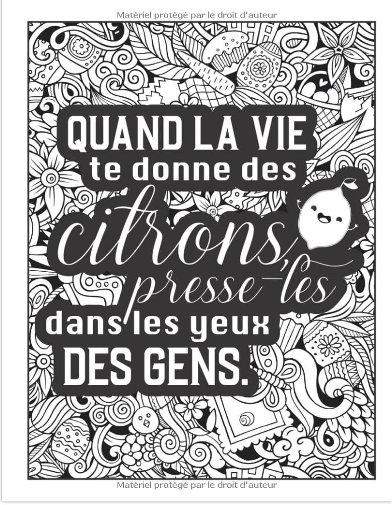 Quand la vie te donne des citrons, presse-les dans les yeux des gens Un livre de coloriage décalé pour adultes avec des phrases drôles et sarcastiques - 111 pages Format A4