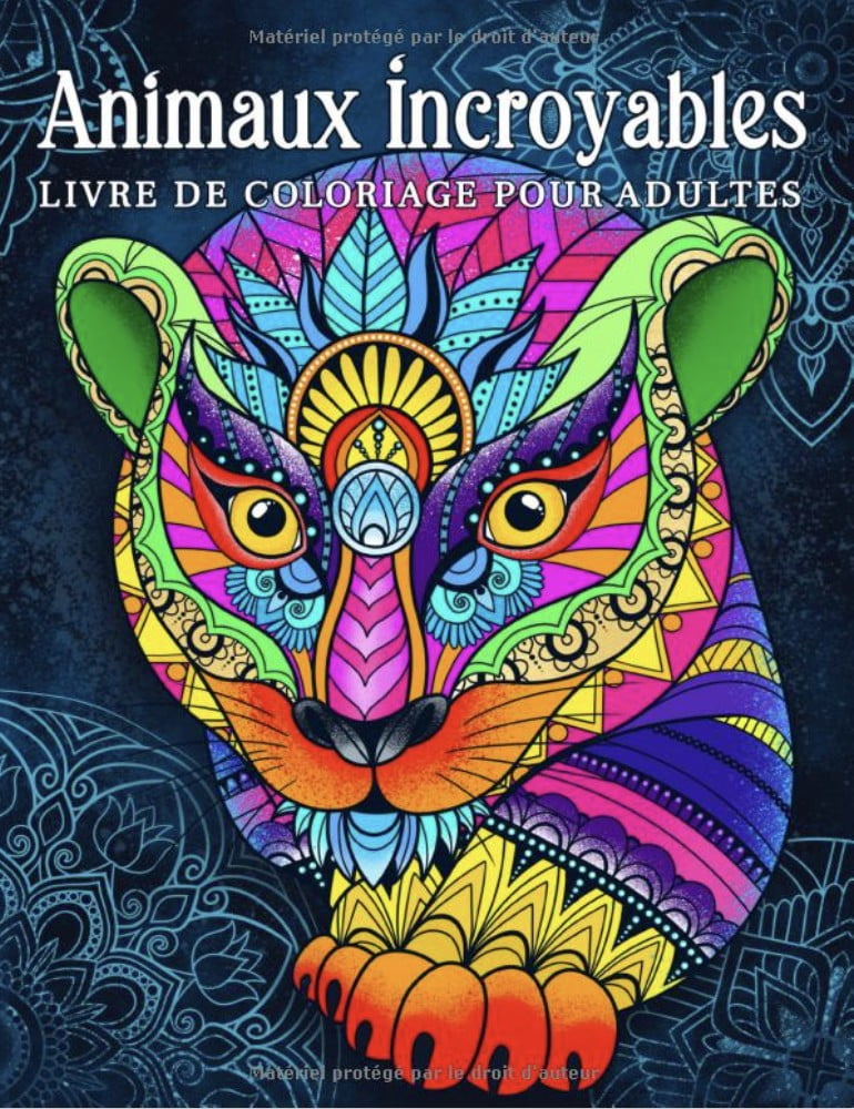 Animaux incroyables livre de coloriage pour adultes avec des dessins d'animaux relaxants en style mandala - 102 pages Format A4