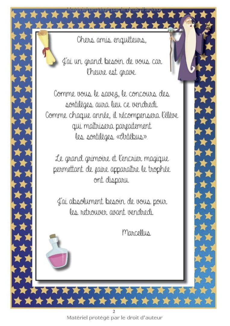 Résous l’enquête à l’école de Magie - 1 Enquête + 19 énigmes à résoudre Devient un enquêteur  Rébus, devinettes, messages secret, observation - 36 pages Format A4