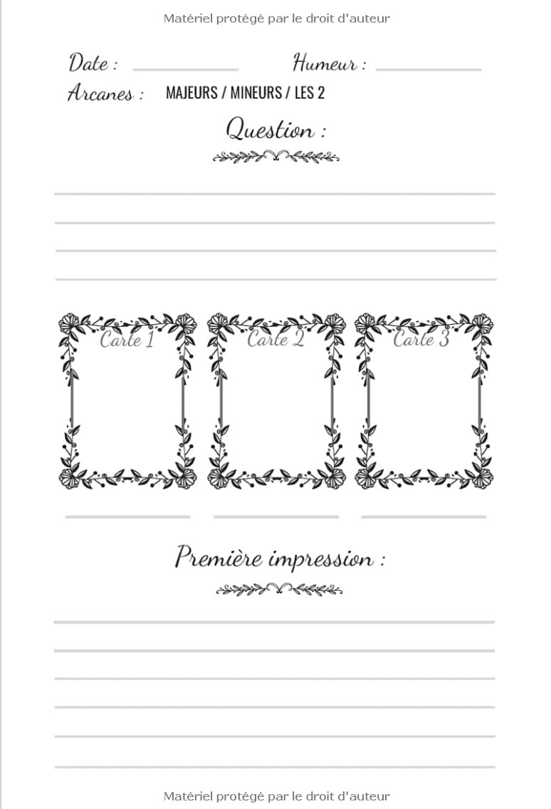 Journal de Tirages – Tarot et Oracle Carnet de suivi pré-rempli pour tracer ses interprétations avec le Tarot Divinatoire - 121 pages Format 15x22cm