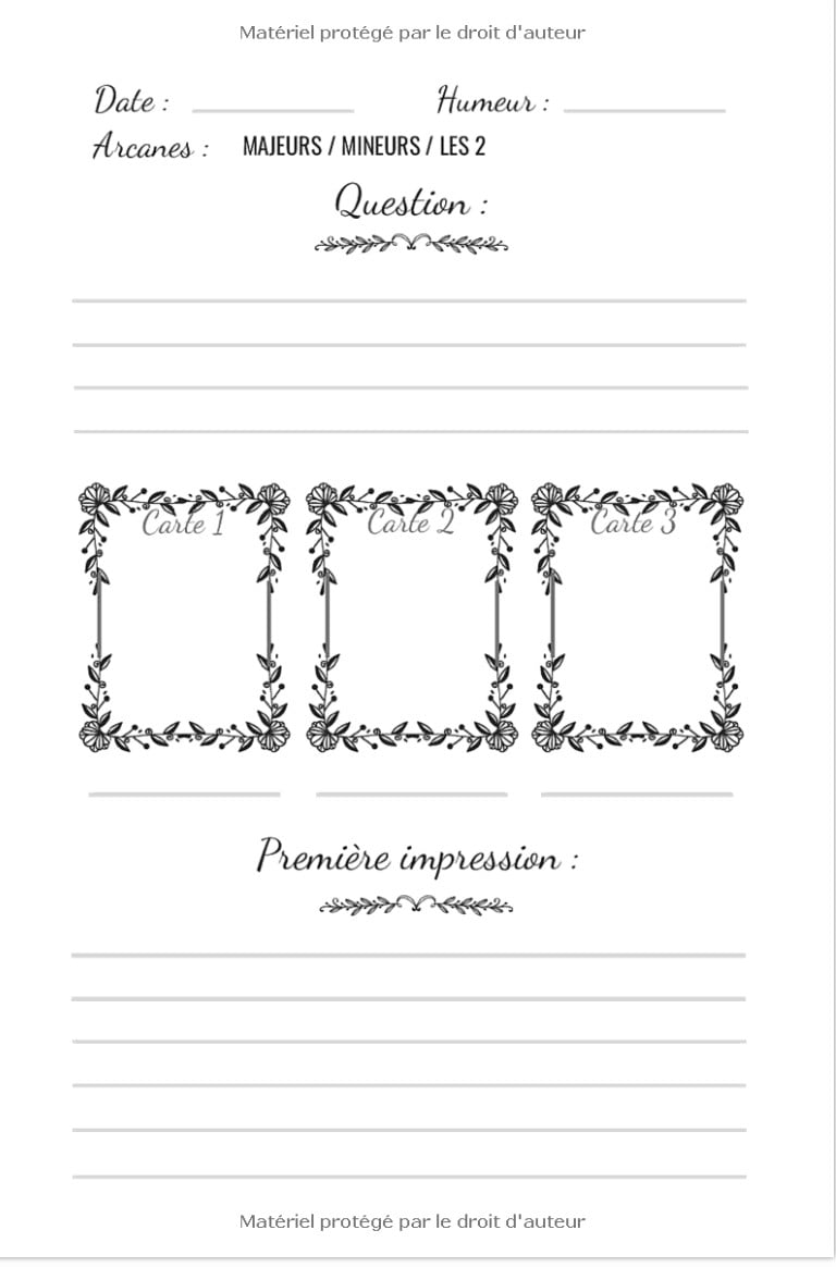 Journal de Tirages – Tarot et Oracle Carnet de suivi pré-rempli pour tracer ses interprétations avec le Tarot Divinatoire - 121 pages Format 15x22cm