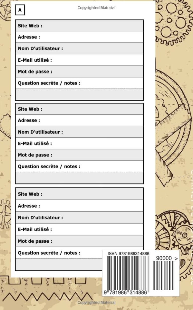 Carnet de Mots de Passe A5 Vintage
