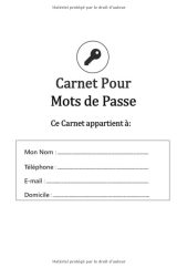Carnet pour noter identifiants et mots de passe Internet - répertoire alphabétique