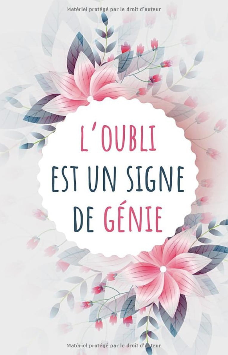 L'oubli est un signe de génie - Carnet de mots de passe internet à remplir avec son répertoire alphabétique en français