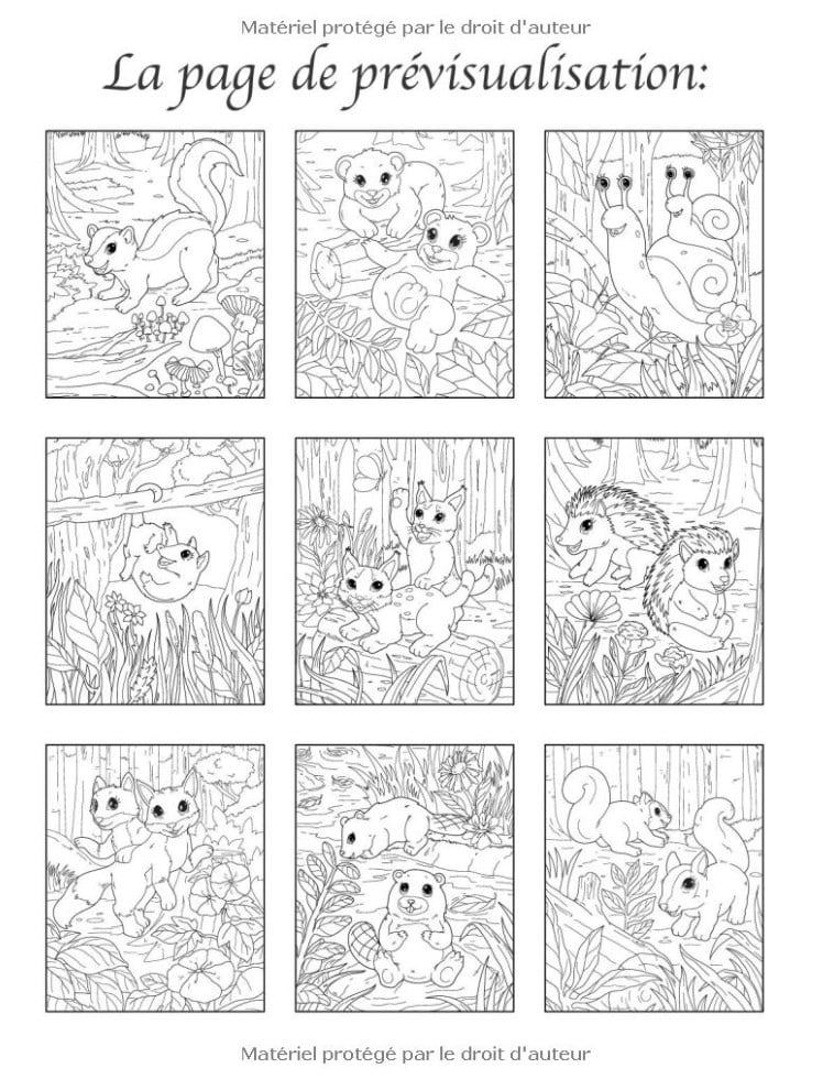 Bébés animaux de la Forêt - Merveilleux livre de Coloriage pour Adultes