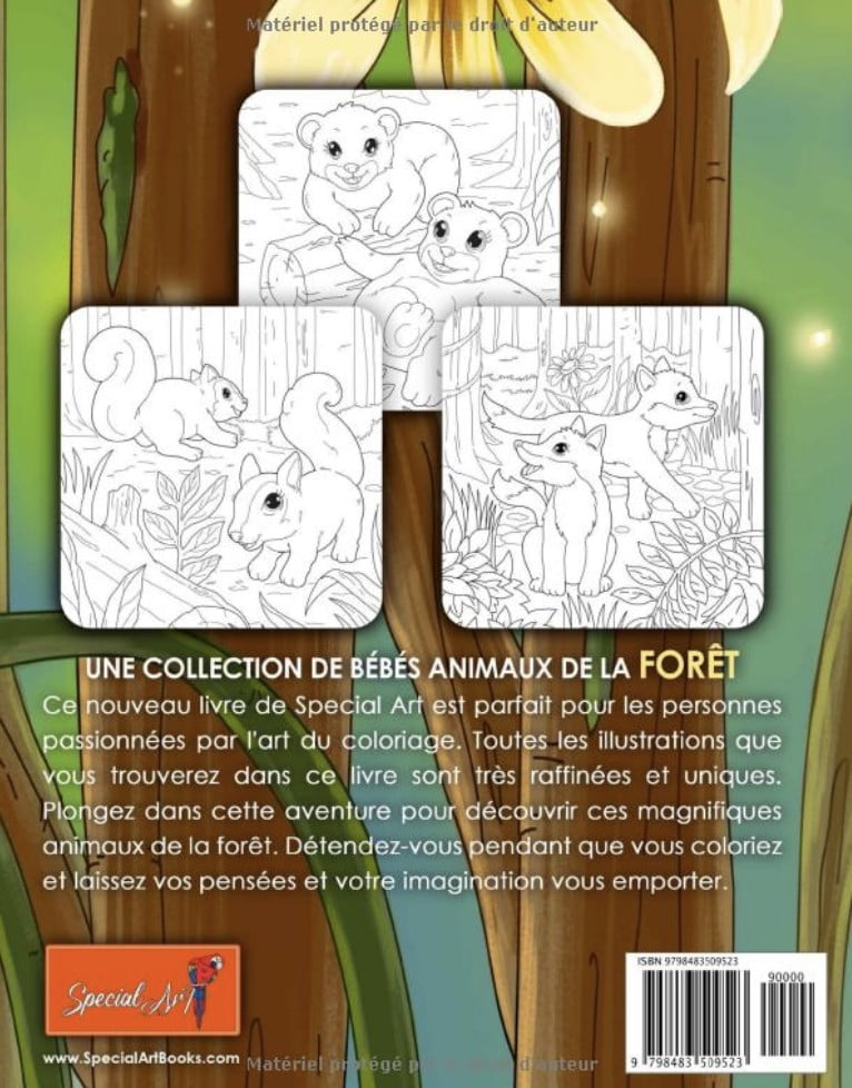Bébés animaux de la Forêt - Merveilleux livre de Coloriage pour Adultes