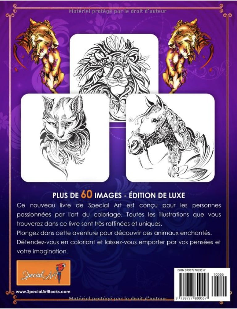 Animaux Enchantés - livre de coloriage pour adultes avec plus de 60 uniques images d'animaux