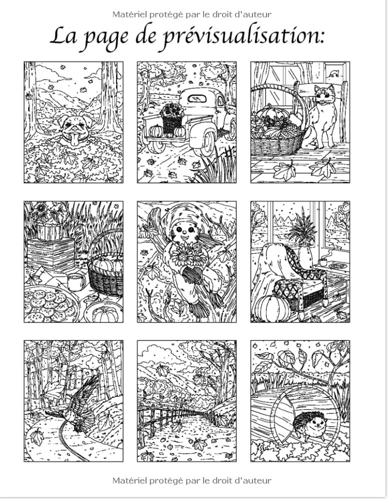 Scènes d'Automne - livre de coloriage pour adultes avec de magnifiques images