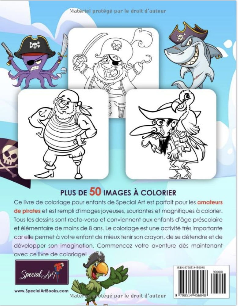 Pirates - Livre de Coloriage pour Enfants Plus de 50 pages à colorier - de 4 à 8 ans
