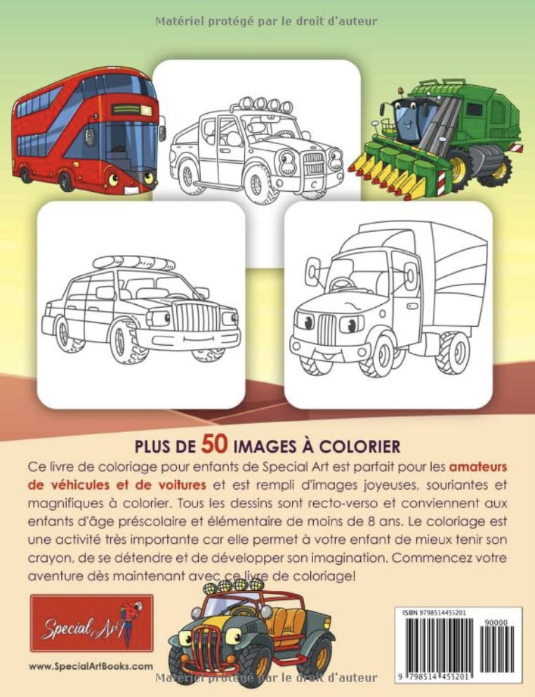 Véhicules et Voitures - Livre de Coloriage pour Plus de 50 pages à colorier de 4 à 8 ans