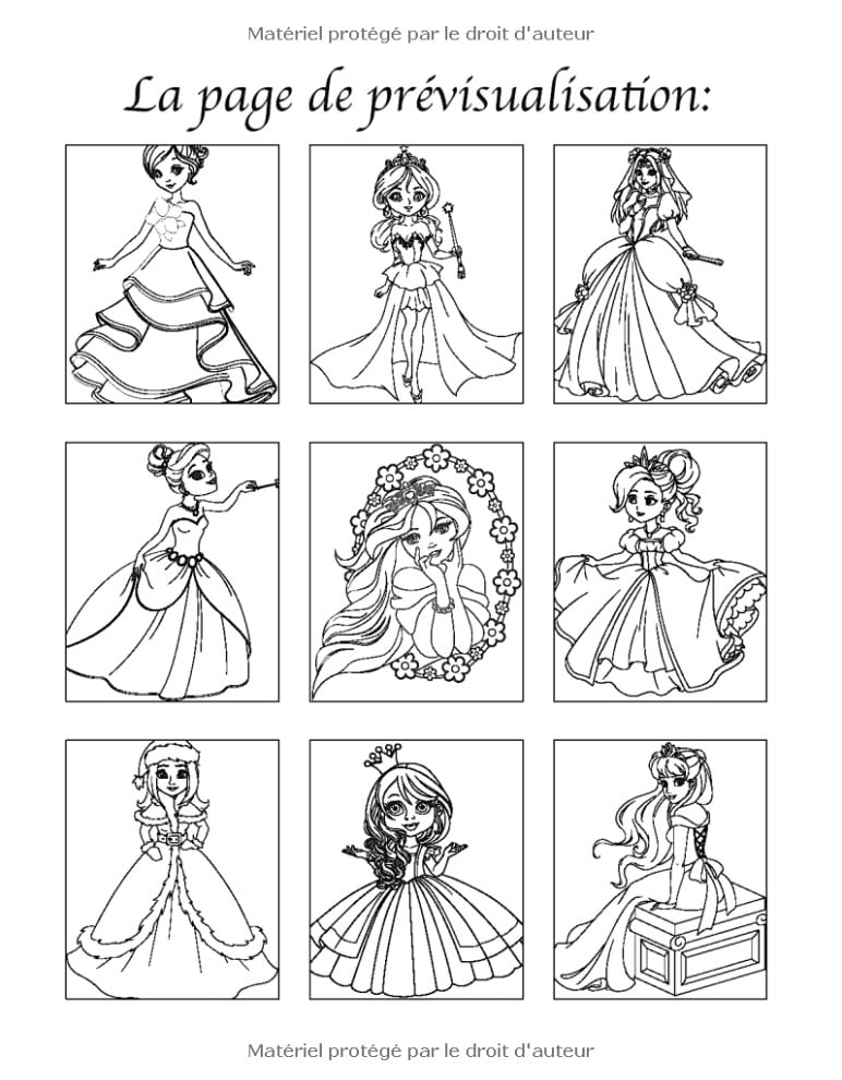 Princesse - Livre de Coloriage pour Enfants de 4 à 8 ans
