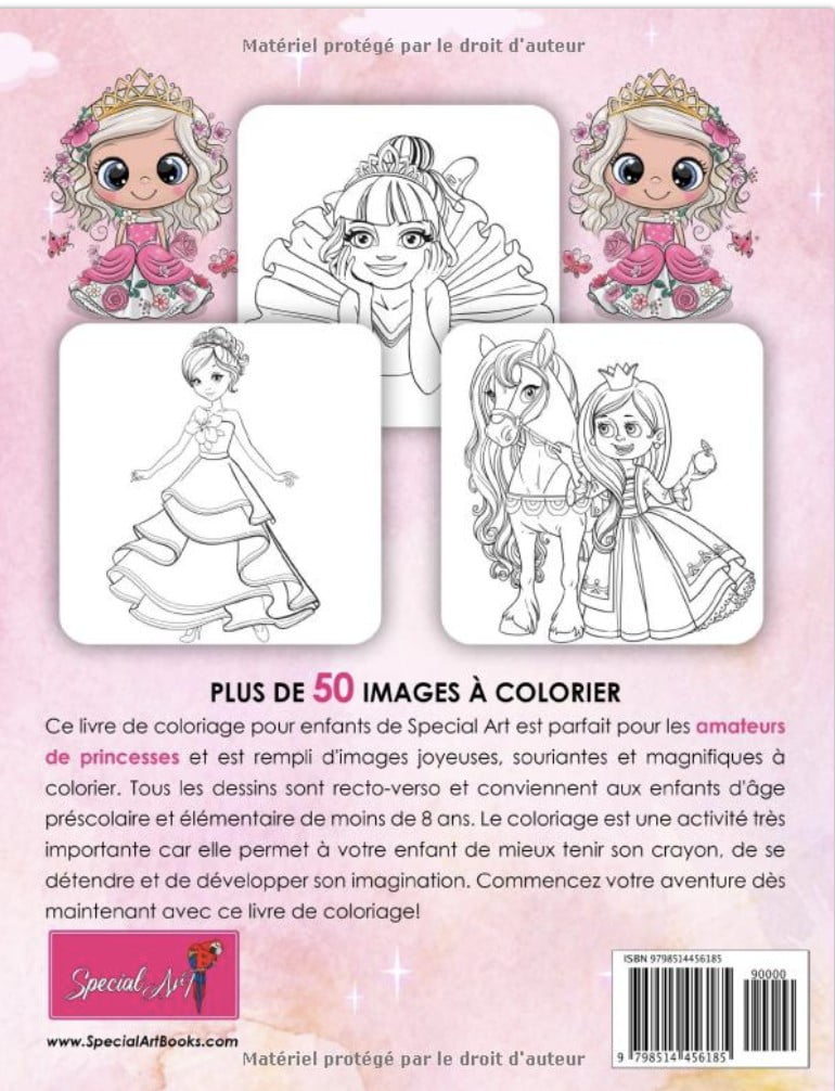 Princesse - Livre de Coloriage pour Enfants de 4 à 8 ans