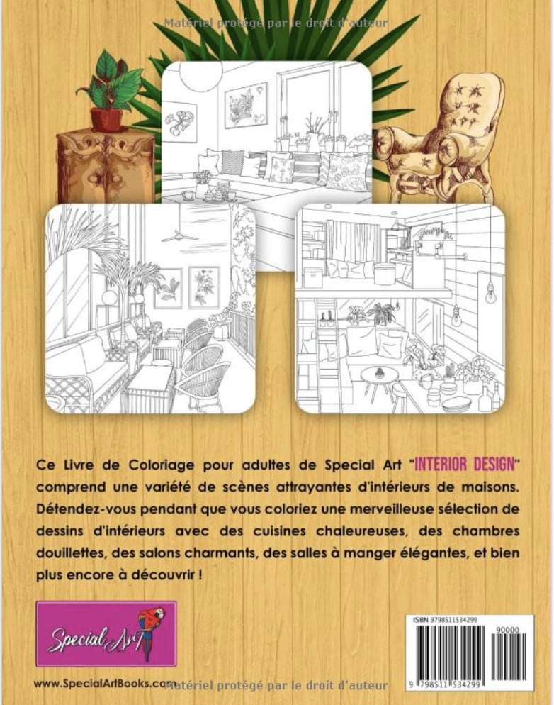 Interior Design - Livre de Coloriage pour Adultes