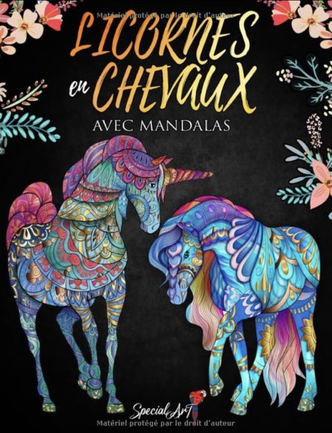 Licornes et Chevaux avec Mandalas - Livre de Coloriage pour Adultes