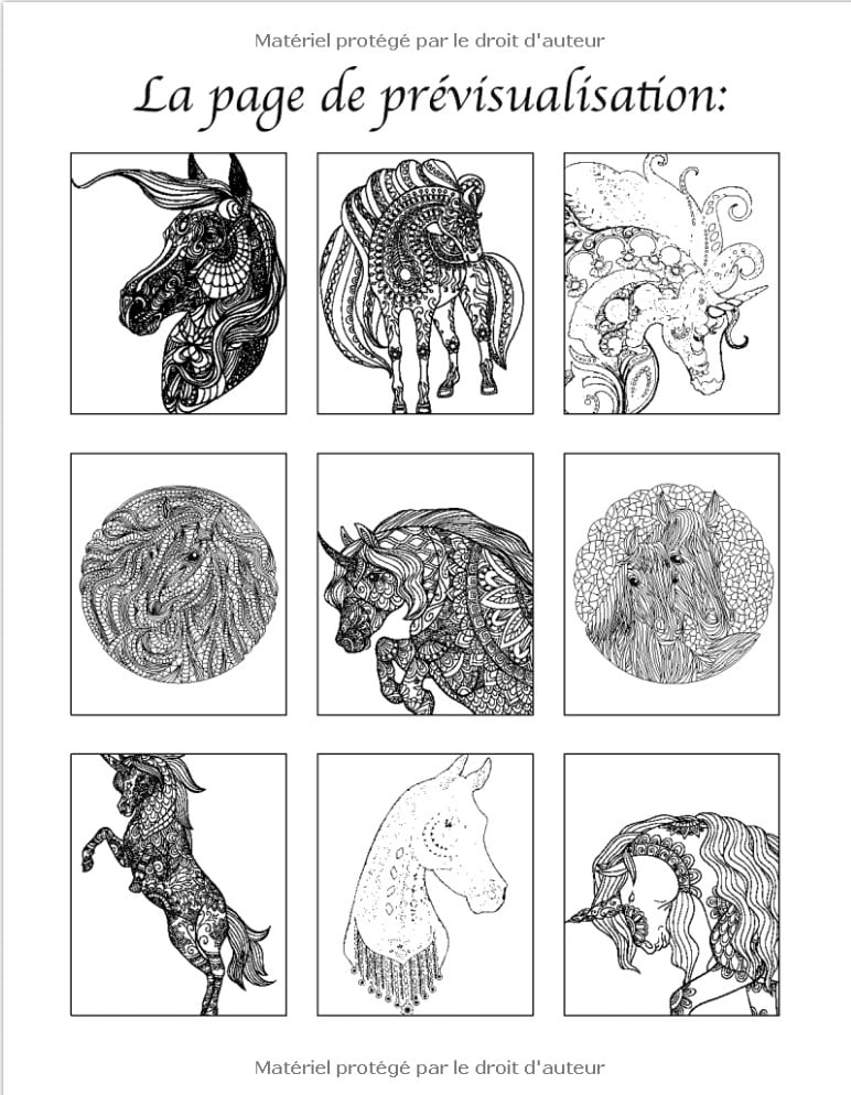 Licornes et Chevaux avec Mandalas - Livre de Coloriage pour Adultes