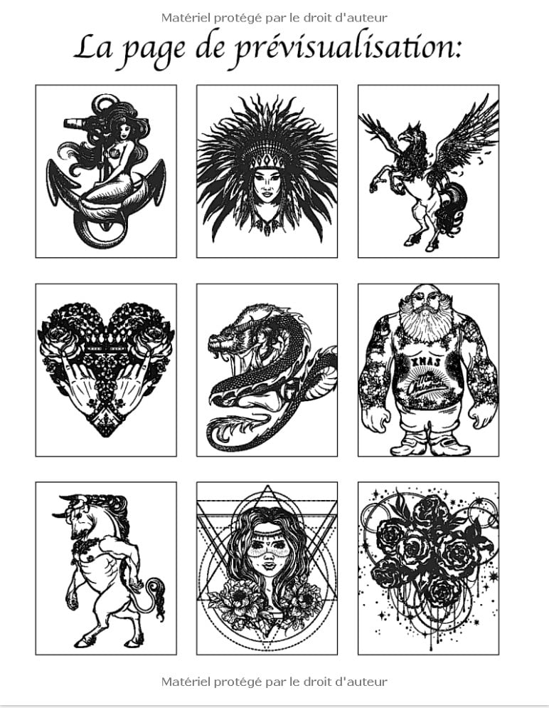 100 Tatouages - Livre de Coloriage pour Adultes