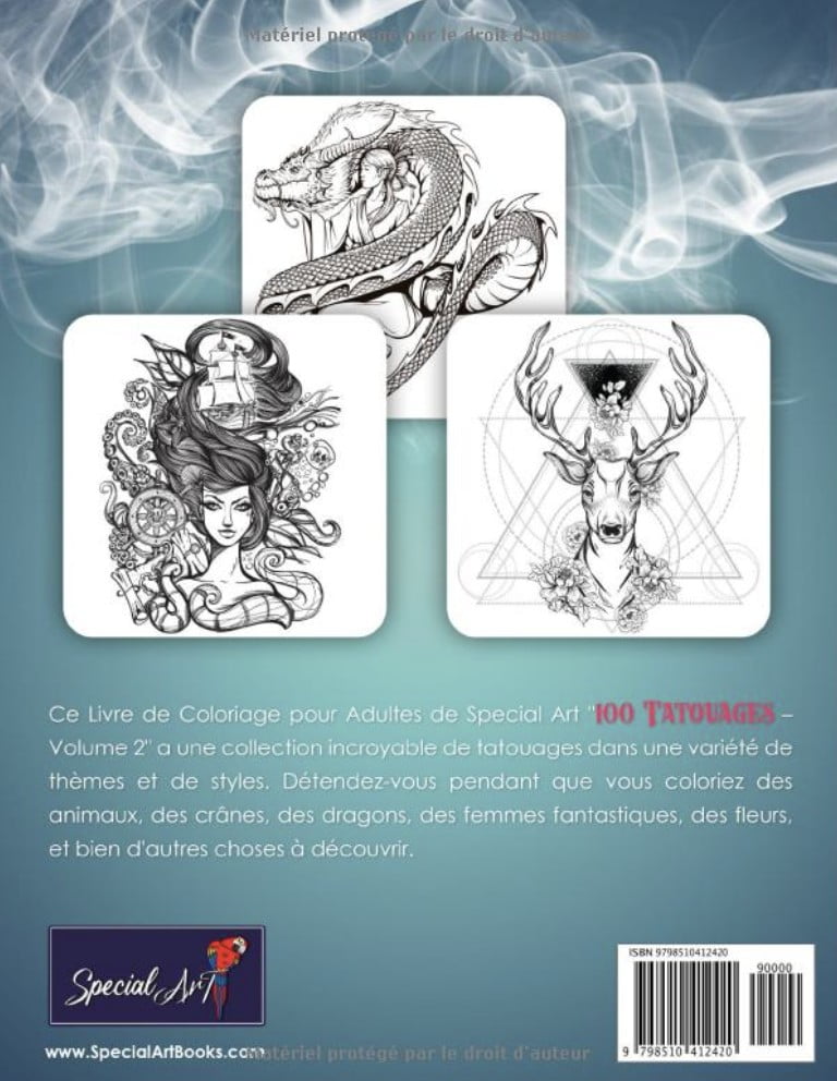 100 Tatouages - Livre de Coloriage pour Adultes