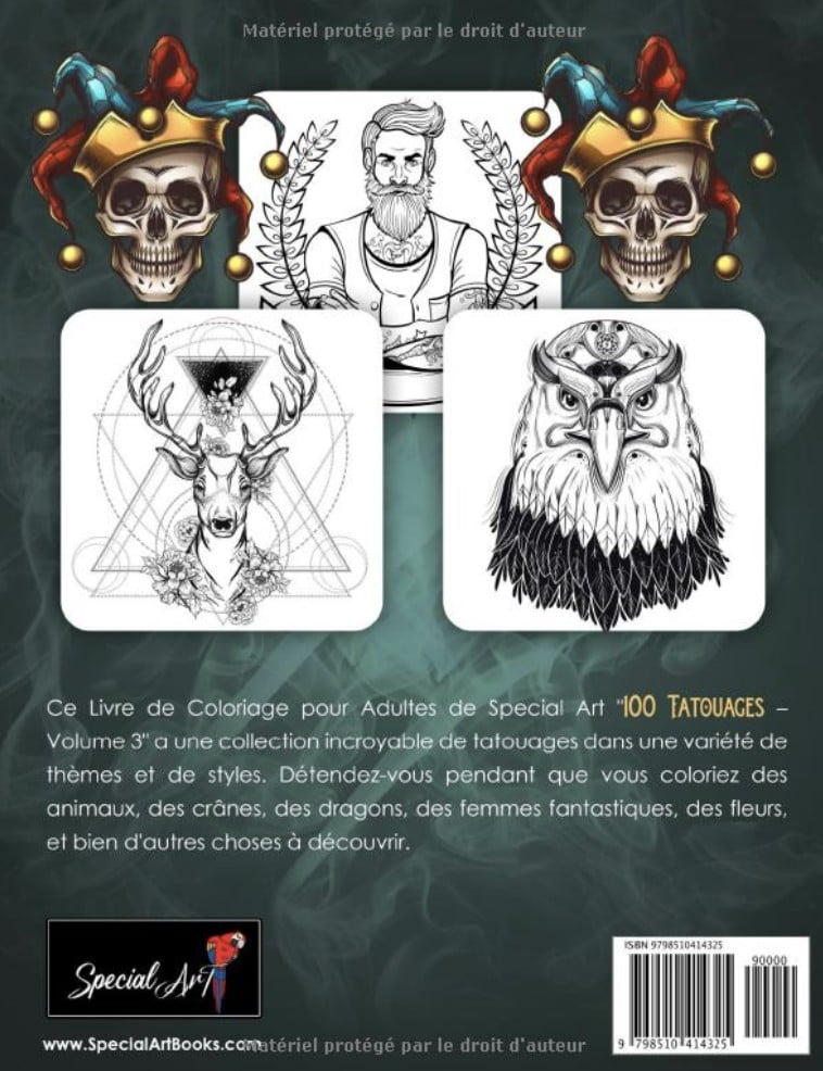100 Tatouages - Livre de Coloriage pour Adultes (Vol. 3)