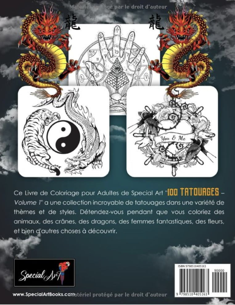 100 Tatouages - Livre de Coloriage pour Adultes (Vol.1)