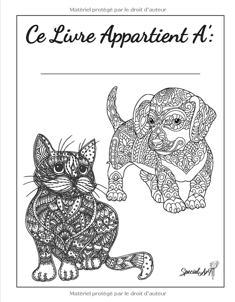 Chiens et Chats avec Mandalas - Livre de Coloriage pour Adultes