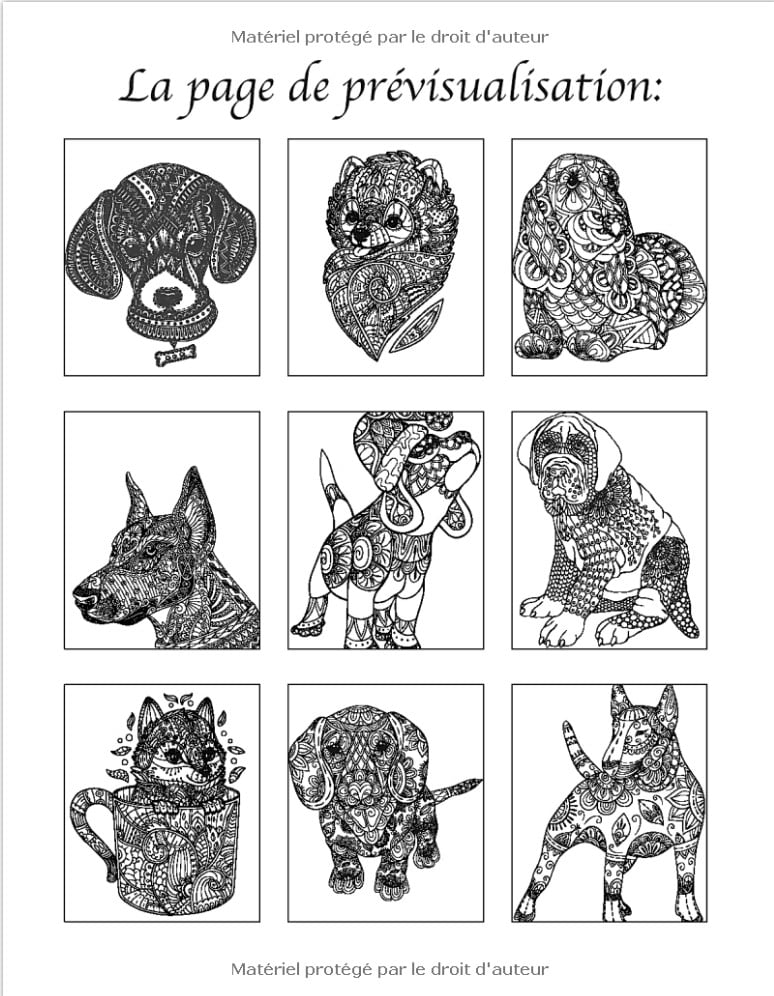 Chiens avec Mandalas - Livre de Coloriage pour Adultes