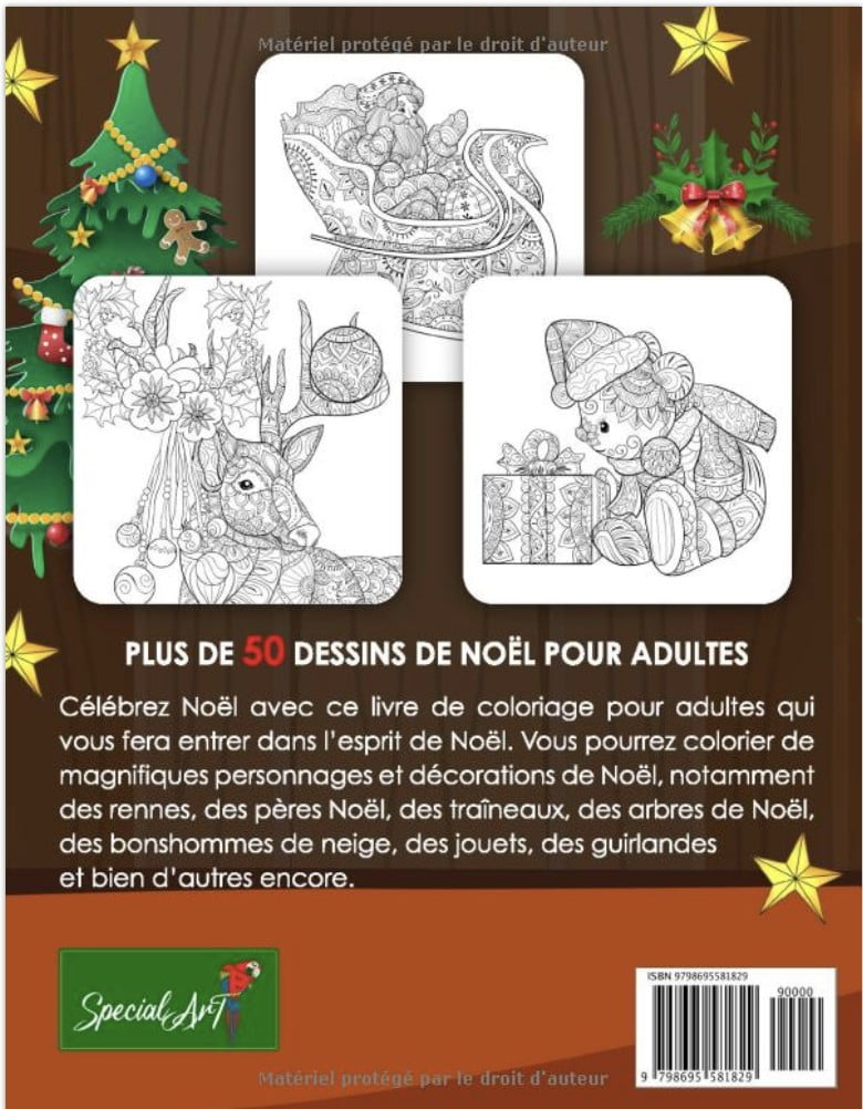 Noël Livre de Coloriage pour Adultes - 50 dessins relaxants