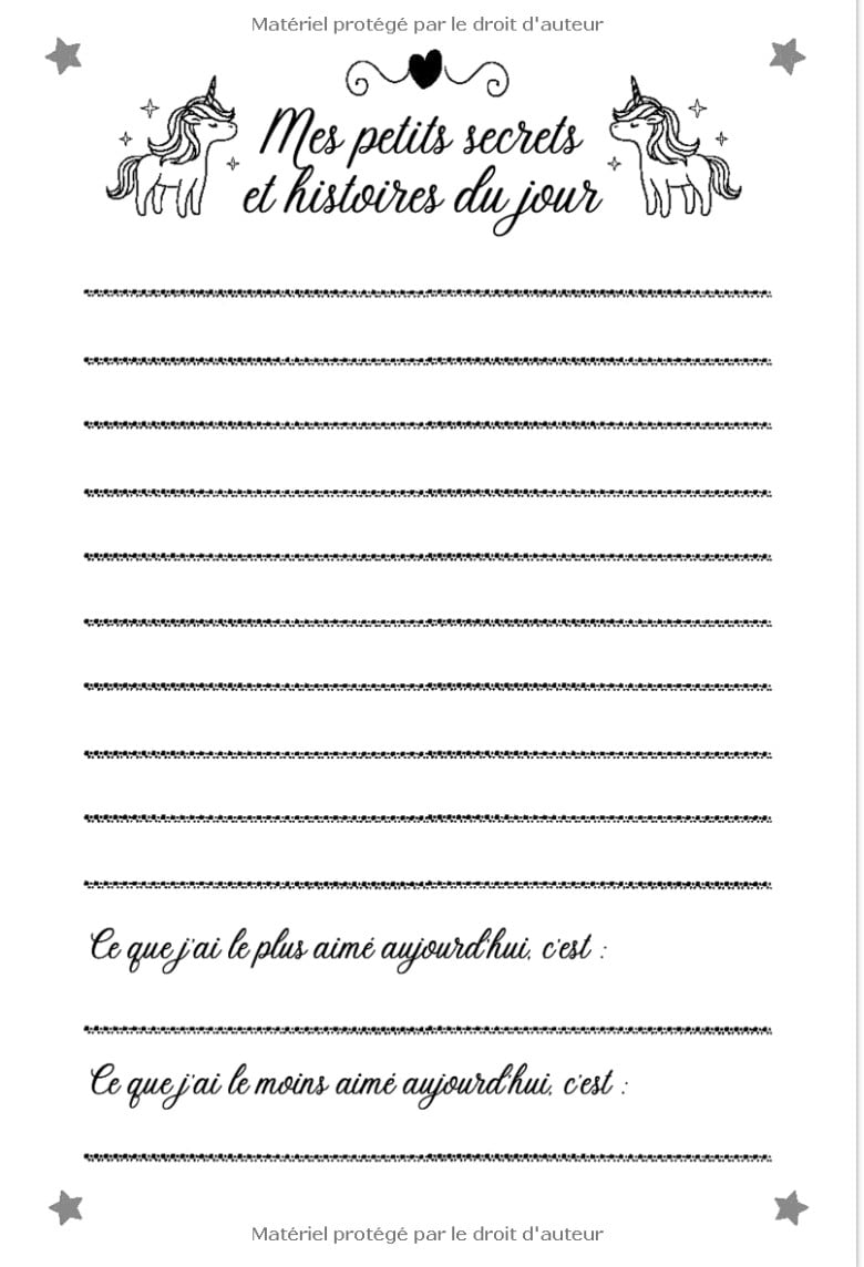 Mon carnet secret - joli carnet modèle licorne