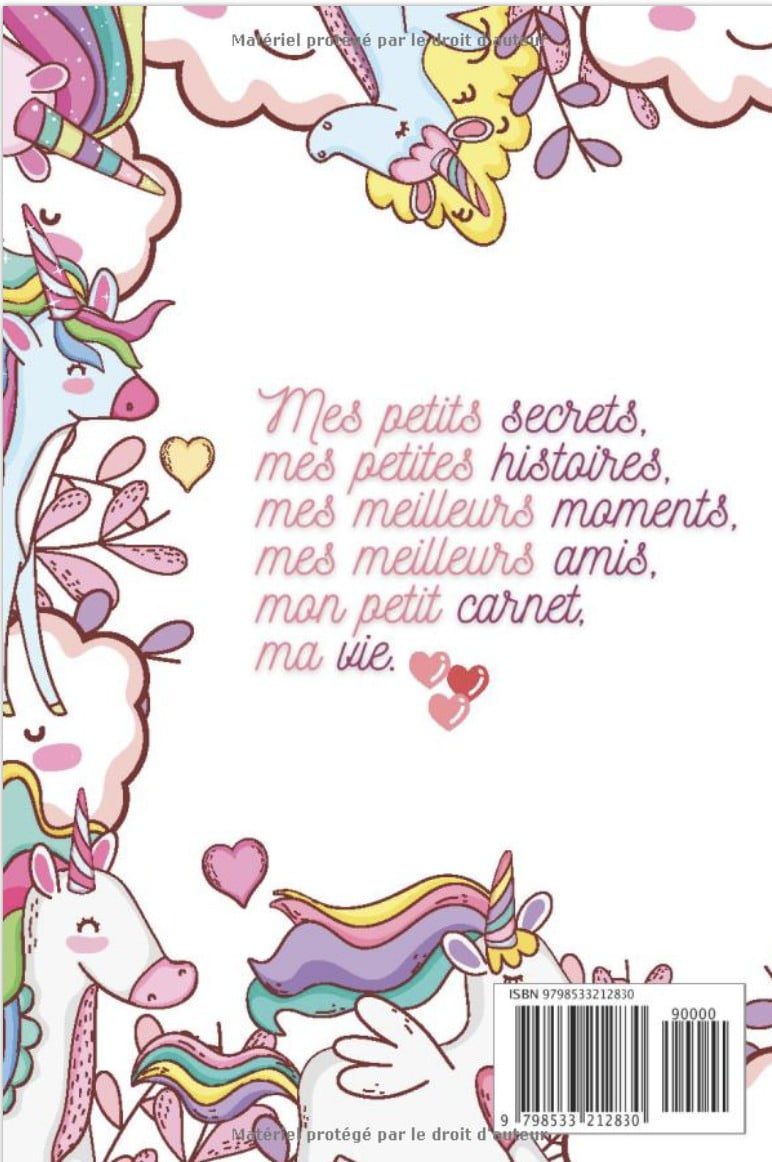 Mon carnet secret - joli carnet modèle licorne